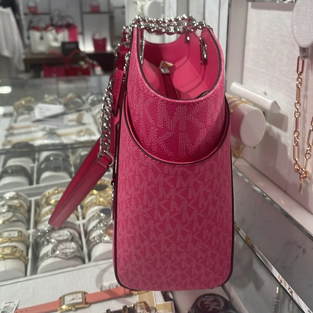 Michael Kors Pink Jet Set Travel Lg Signatr Logo Chain Shoulder Tote
Dragonfruit - Picture 13 of 16